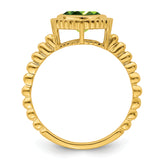 14k Cushion Peridot Ring